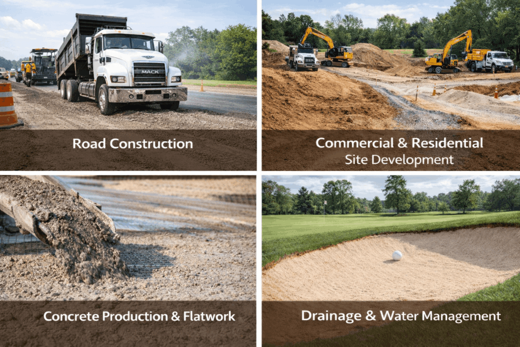 Where are Construction Aggregates Used? Illinois, Indiana, Michigan.